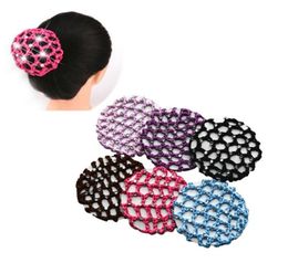 Elastic Hair Snood Net Crocher Colourful Pearls Hairnets Girls Women Bun Cover Ballet Dance Skating Hairnet Styiling Tool3529907