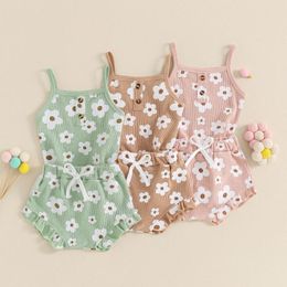 Clothing Sets FOCUSNORM 0-18M Lovely Baby Girls Clothes Outfits Floral Print Sleeveless Romper With Ruffled Short Pants 2 Pcs Set