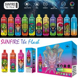 Shenzhen Original Factory Direct Sunfire Tornado 9000 Puffs Electronic Cigarette Disposable Vape Mesh Coil 10 Flavor 18ml Prefilled 600mah Rechargable Vapor Vape