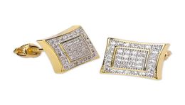 10mm Iced Out Bling CZ Square Earring 925 Sterling Silver Gold Silver Colour Plated Stud Earrings Screw Back Fashion Hip Hop Jewelr7845363