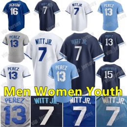 2024 Custom Bobby Witt Jr. Baseball Jersey Negro Leagues George Brett Bo Jackson Patrick Mahomes Zack Greinke Aroldis Royals Chapman MJ Melendez Perez Women Youth