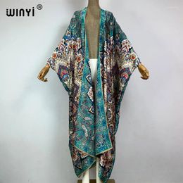 Kimono Summer Print Kaftans Beach Wear Cover-ups Elegant Cardigan Outfits For Women Bathing Suit Maxi Dress