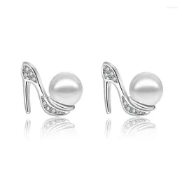 Stud Earrings 1 Pairs 925 Silver Needle Ear For Women Girls Zircon Shoe Earring Jewellery Fashion Cute Luxury Brincos 2024