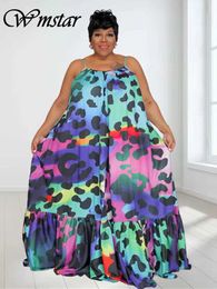 Basic Casual Dresses Wmstar Plus Size Womens Summer 2023 Smooth Flower Print Dress Elegant Full Length Largest Dress Wholesale Direct ShippingL2405