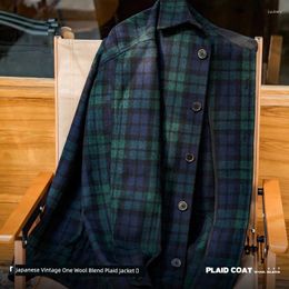 Men's Hoodies Madden Workwear Blue Green Woollen Loose And Thick Plaid Shirt Jacket For Autumn Trend