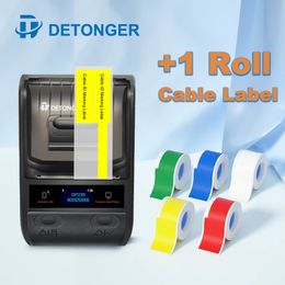 DETONGER DP23 58mm Portable Smart Thermal Printer for Cable Label Maker BT Barcode QR Code Sticker Cable Tag Printer 240416