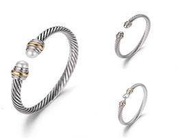Bracelet Dy Luxury Designer ed Pearl Head Women Fashion Versatile Bracelets Jewellery Platinum Plated Wedding Gifts 5MM247I6090187