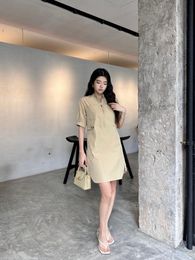 Designer designs classic khaki semi zippered design dress