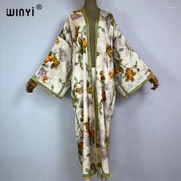Kimono Autumn High-quality Double-sided Print Silk Dress Beach Wear Boho Cardigan Elegant Cover Ups For Women