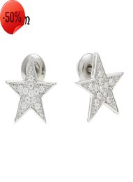 Five pointed star earrings with zircon imitation allergy COPPER EARRINGS hip hop jewelry for men and women8594831