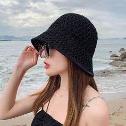 Wide Brim Hats Simple Girl Sun Cap Knitted Fishman Summer For Women Beach Panama Straw Weave Bucket Hat Breathable Femme Shade
