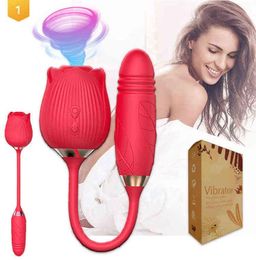 NXY Vibrators New Two in One Red Rose Flower 2 0 Adult Tongue Licker Massager Dildo Double Sex Toy for Women 04115582316