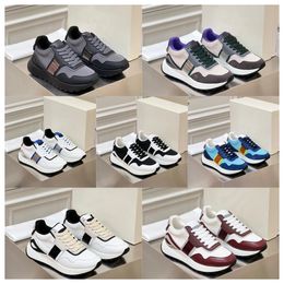 2024 top Designer Multi material patchwork cowhide colors men women thick soled lace up white sports fashionable versatile casual shoes size 36-45