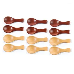 Coffee Scoops Set Of 12 Small Wooden Teaspoons 3.2 Inch Mini Spoons For Jars Ideal Condiments