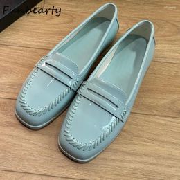 Casual Shoes 2024 Women's Loafers Genuine Leather Flat Square Headed Oxford High Quality Classic Comfort