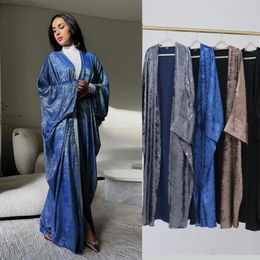 Ethnic Clothing Ramadan Eid Shiny Batwing Satin Open Kimono Abaya Dubai Luxury 2024 Muslim Modest Abayas For Women Kaftan Dress Islamic