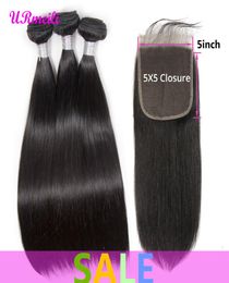 Brazilian Straight Virgin Hair Bundles with 5x5 Lace Closure 100 Remy Human Hair Extensions 5x5 Closure with Bundles8980568