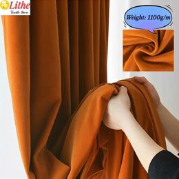 Luxury Cashmere Thermal Curtain for Living Room Blackout Bedroom Hall Warm Orange Elegant Anticold Insulating Fabric 1 Pieces 240429