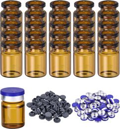 5ml Glass Vials 100pcs Vial Small Empty Sample Bottle Mini Clear With Caps Seal Port For Lab Plants Brown