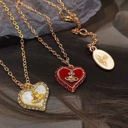 sister vivieene satellite viviane heart gold necklace woman viviennes westwood jewelry High Version of Love Necklace Girls Heart Sweet Style Versatile Daily Chain