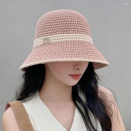 Wide Brim Hats Uv Protection Cap Stylish Anti-uv Foldable Straw Hat For Women Sun Fisherman With Letter Decor Camping