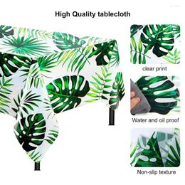 Table Cloth Tropical Hawaiian Palm Leaf Tablecloth - PEVA Waterproof Oil Resistant Disposable Cover For Party Decoration V3R7