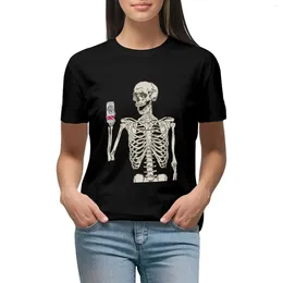 Women's Polos Party Skeleton - Pink T-shirt Blouse Korean Fashion Aesthetic Clothes Workout Shirts For Women