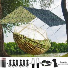 Hammocks Camping Hammock with Mosquito Net and Rain Fly Portable Double/Single Travel for Outdoor CampingLightweight Tree Hammocks