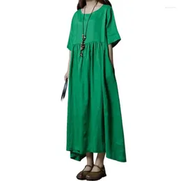 Party Dresses 2024 Candy Colours Summer Vintage Dress Women Casual Half Sleeves Round Neck Clothes Fashion Cool Plested Vestidos