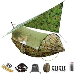 Hammocks Camping Hammock Portable Double Prevent Tumbling Hammock Hammock Tent with Awning Best for Outdoor Hiking Survival Travel