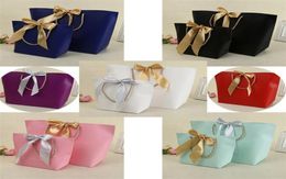 Paper Gifts Bags With Handles Pure Color 10 Colors Clothes Shoe Jewelry Shopping Bag Gift Wrap Recyclable For Packaging 21717cm 6974912