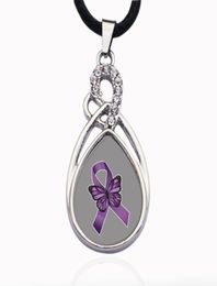 Fibromyalgia Awareness Circle Charm Necklace Jewelry Fashion Popular Beads Chain Crystal Grain Pendant Necklace8564146