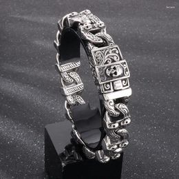 Link Bracelets HX Silver Colour Halloween Dark Ghost Head Series Punk Retro Interlocking Men's Skull Bracelet Jewellery Accessories