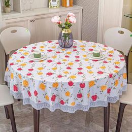 Table Cloth High-end Chequered Round Waterproof And Stain-proof Floral Disposable Tablecloth