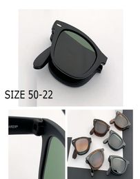 Vintage folding Sunglass for Men Women foldable square clasical sun glasses G15 glass lens brand design uv400 eyewear gafas de sol1921004