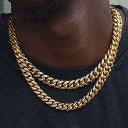Designer im Westküstenstil Miami Cuban Link Chain Man Frauen Hip Hop 14mm 18k Gold Edelstahl und Titanlegierungs -Halskette Armband Set