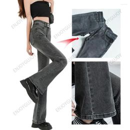 Women's Jeans Elastic Micro Flared Female Invisible Open Crotch Outdoor Sex High Waisted Horseshoe Pants Fashion Wide Leg