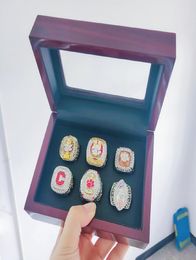 6 pcs Clemson Tigers National Championship Ring Set With Wooden Display box solid Men Fan Brithday Gift Whole 2019 Drop Shippi6807724