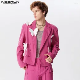 Men's Suits INCERUN Blazer Patchwork Lapel Long Sleeve Double Breasted Casual Streetwear 2024 Loose Fashion Leisure Coats S-5XL