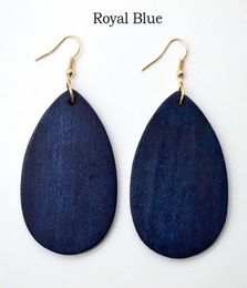 ZWPON Blank Round Teardrop Natural Wood Drop Earrings For Women Fashion Wooden Female Earrings Jewelry5416752