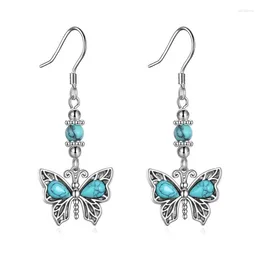 Dangle Earrings Cute Flying Animal Jewelry Creative Bohemian Turquoise Butterfly Pendant Fashionable Simple For Women Gift