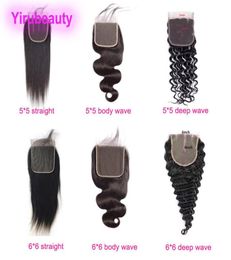 Malaysian Human Hair 5X5 Lace Closure With Baby Hairs 1624inch Deep Wave Straight Body Wave 66 Closure Natural Color3057782