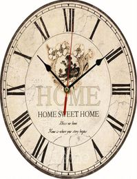 Large Vintage Flower Wooden Wall Clock Kitchen Antique Shabby Chic Retro7558594