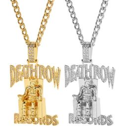 Necklaces Cuban Necklace Hip Hop Records Men Link Chain Pendant Gold Silver Colour Iced Out Bling Rhinestone Streetwear Jewelry2354056