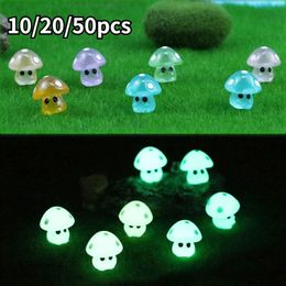 102050PCS Colourful Glowing Tiny Mushrooms Mini Figurines Miniature Mushroom Statue In The Dark Fairy Garden Ornament 240429