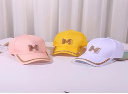 New 4colors Letter MD Rhinestone Women Baseball Cap Female Solid Outdoor Adjustable Embroidered Hiphop Hats Summer Sunhat 2010133404279