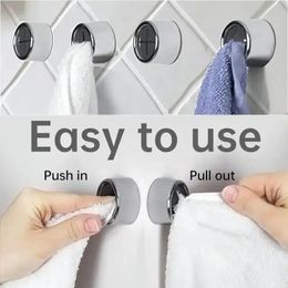 Round Adhesive Push Towel Hooks WallMounted NonMarking Sticky Bathroom Cabinet Kitchen Dishcloth 240428