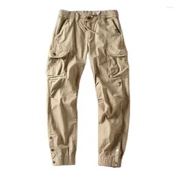 Hunting Jackets Men's Large Pockets Cargo Trousers Vintage Washed Jogger Casual Pants Foot Open Rivet Work Man