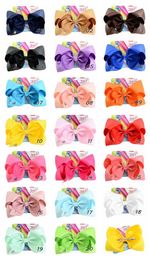 8 Inch Jojo Siwa Hair Bow Solid Color With Clips Papercard Metal Logo Girls Giant Rainbow Rhinestone Hair Accessories Hairpin hair7732066