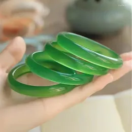 Bangle Natural High Horse Material Plum Green Chalcedony Bracelet Transparent Apple Agate Boiled Wine Jade